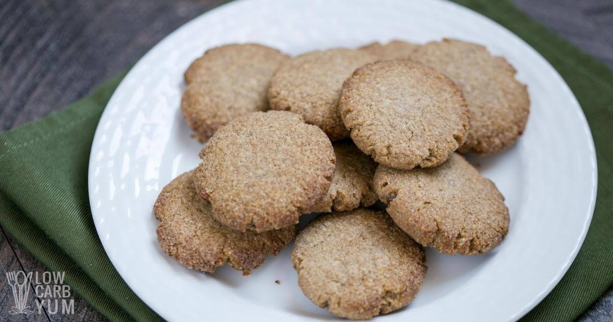 keto ginger snaps cookies on white plate