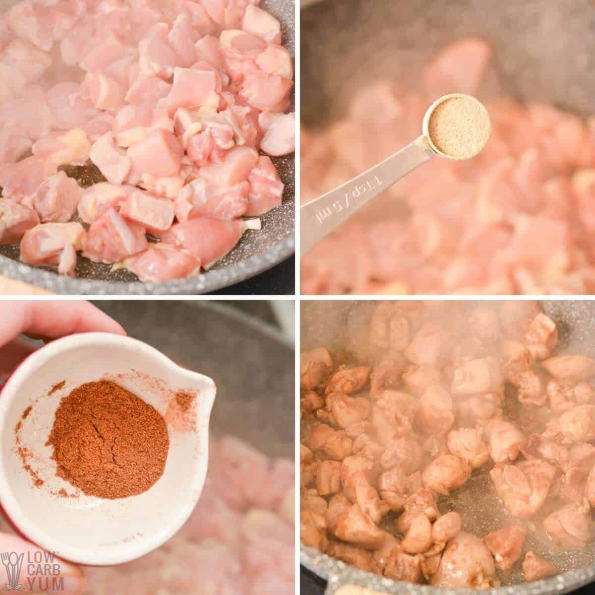seasoning and cooking the chicken thigh meat