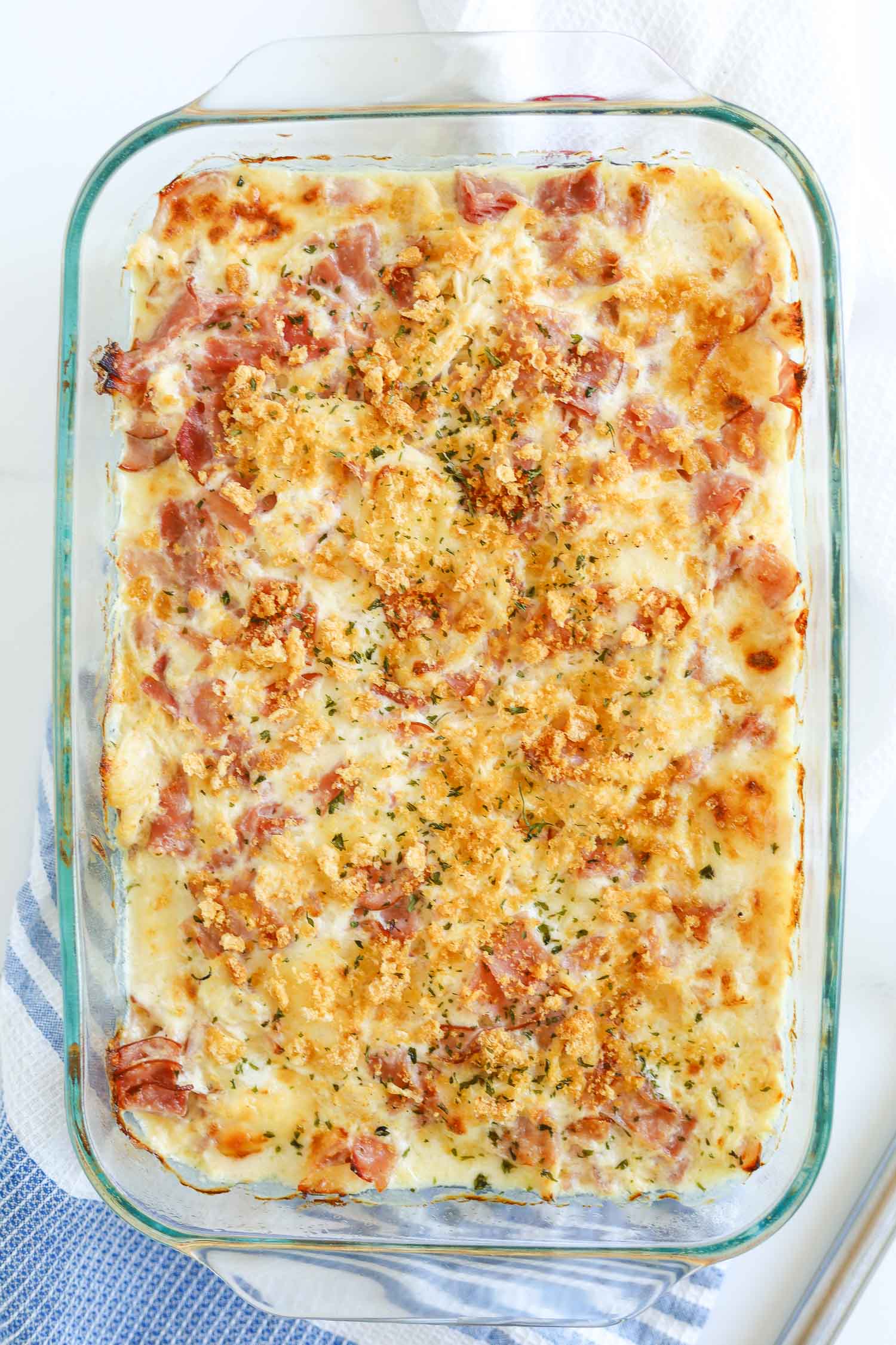 making a super easy cordon bleu baking dish 