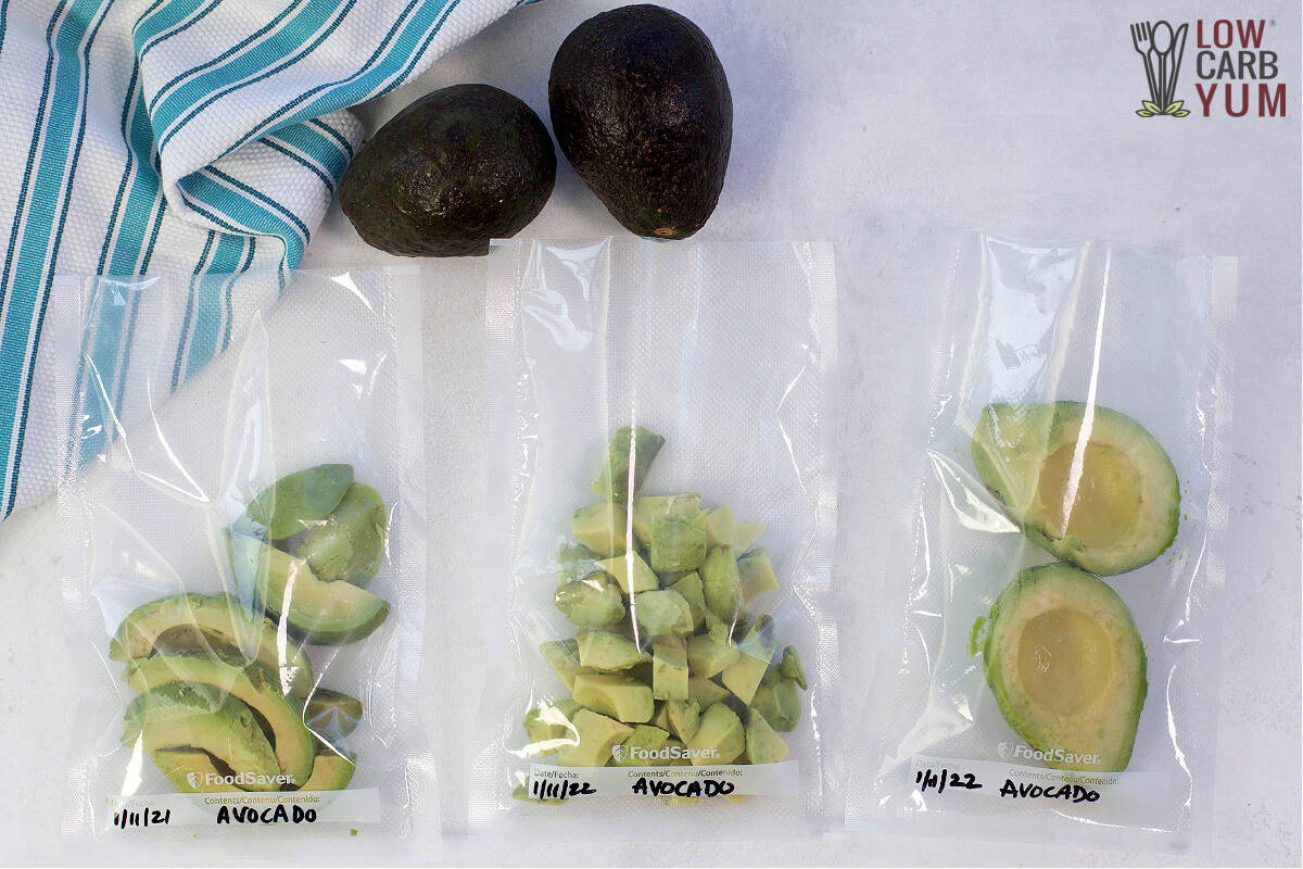frozen avocado in freezer bags