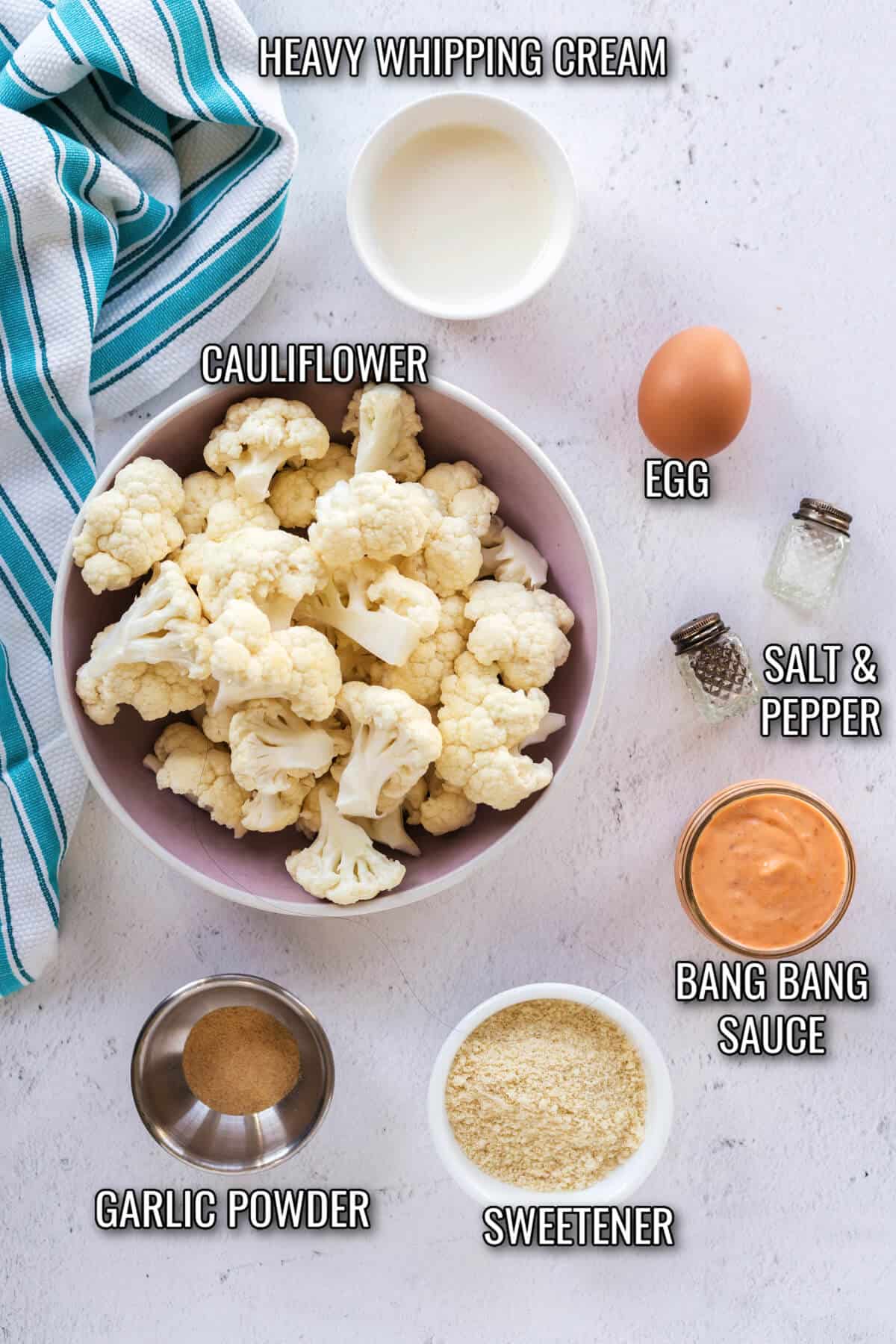 ingredients in the bang bang cauliflower recipe