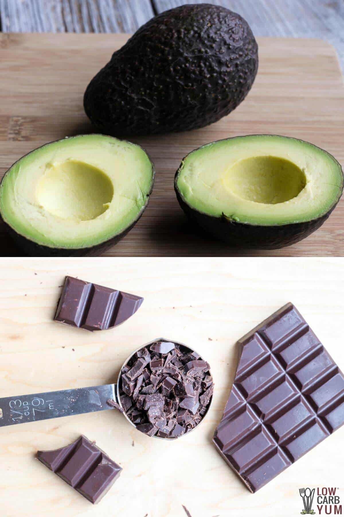 avocado and chocolate ingredients