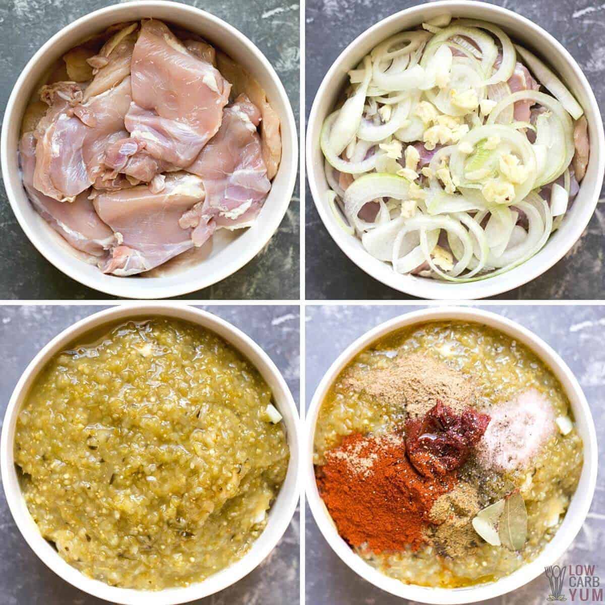 combine salsa verde chicken ingredients in cooking pot