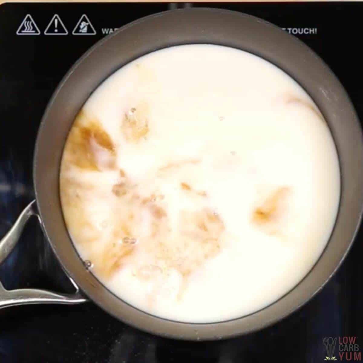 heating almond milk mixture