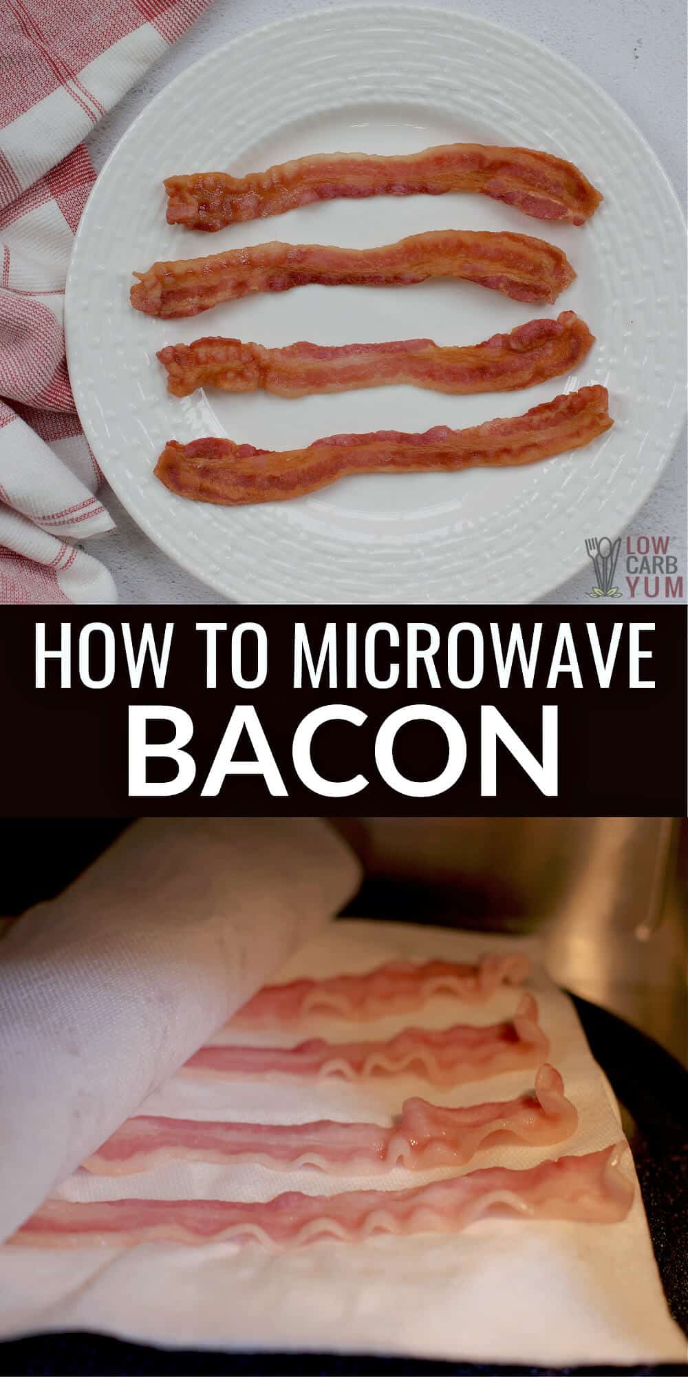 how to cook bacon in the microwave pinterest image