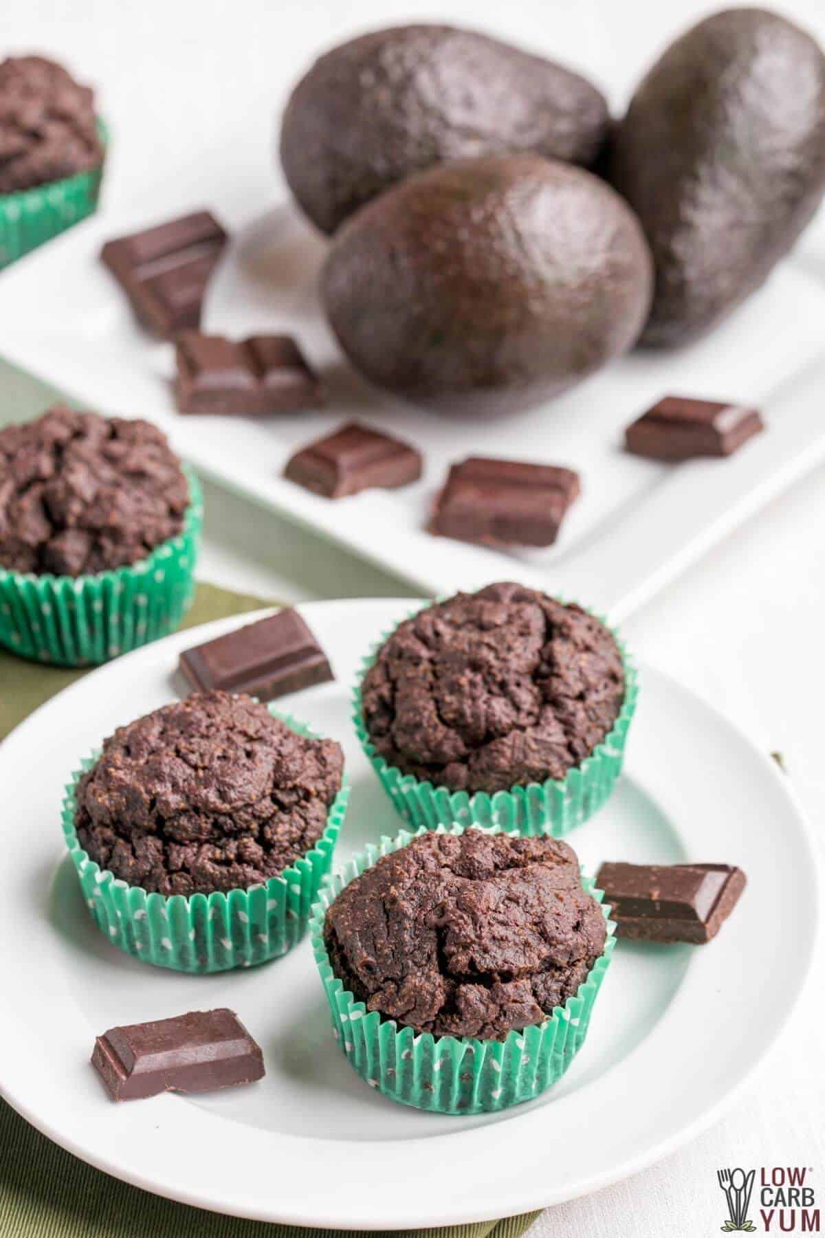 keto chocolate muffins with avocado