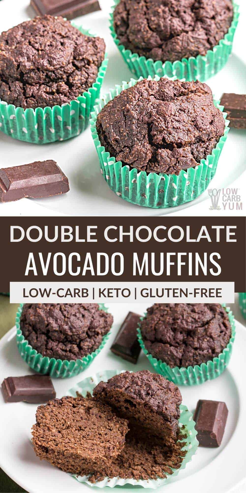 double chocolate avocado muffins pinterest image