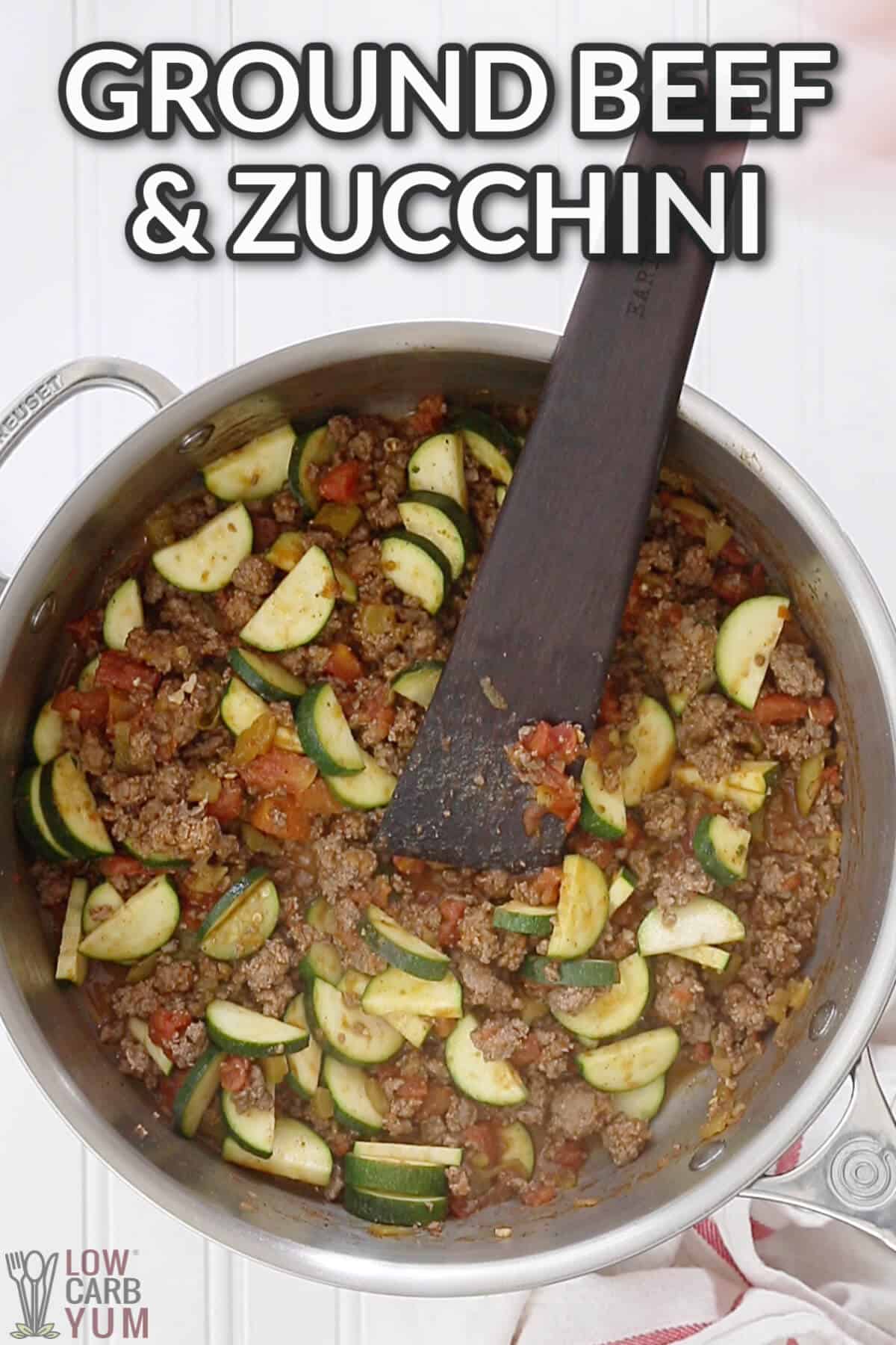mexican zucchini ground beef recipe in skillet