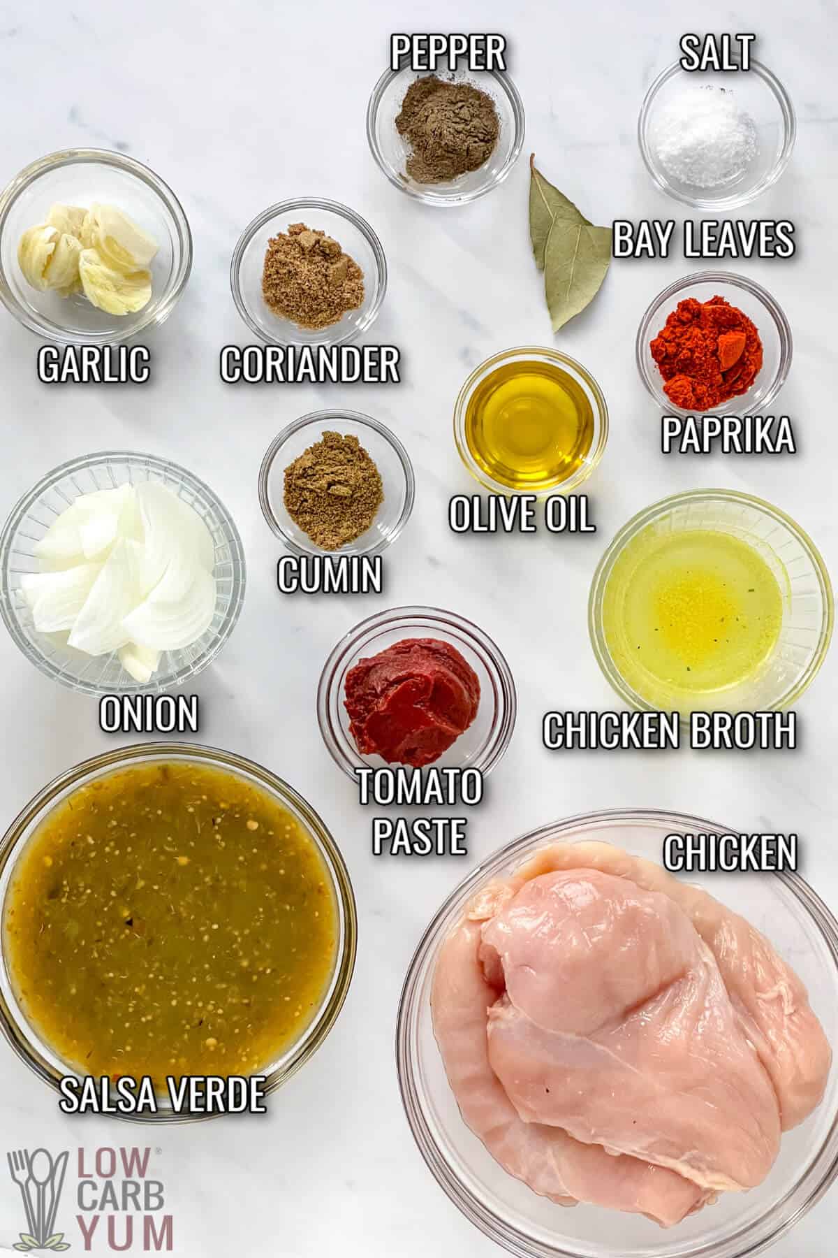 ingredients for the salsa verde chicken recipe