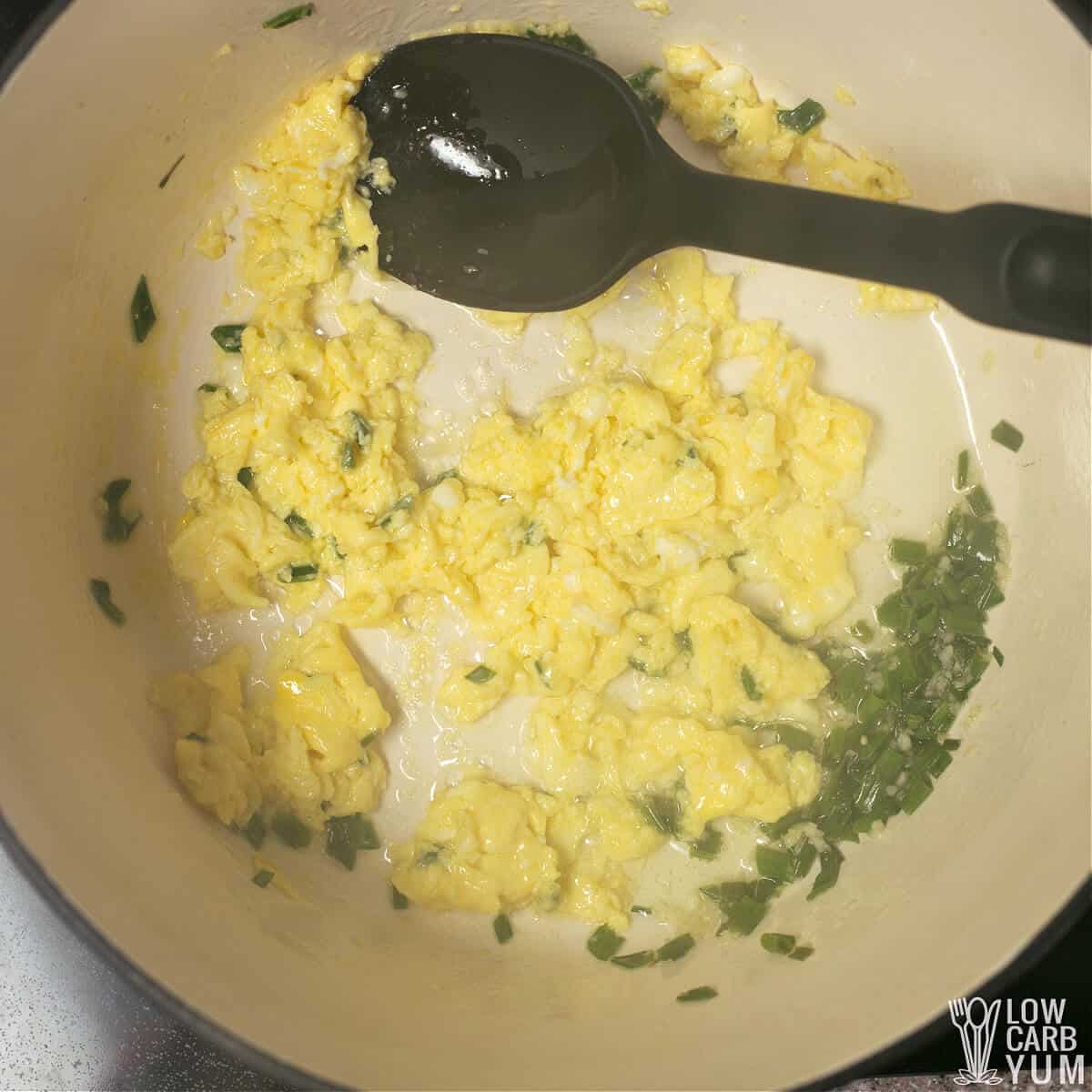 eggs scrambled in pot