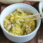 spaghetti squash pad thai in ramekin with chopsticks