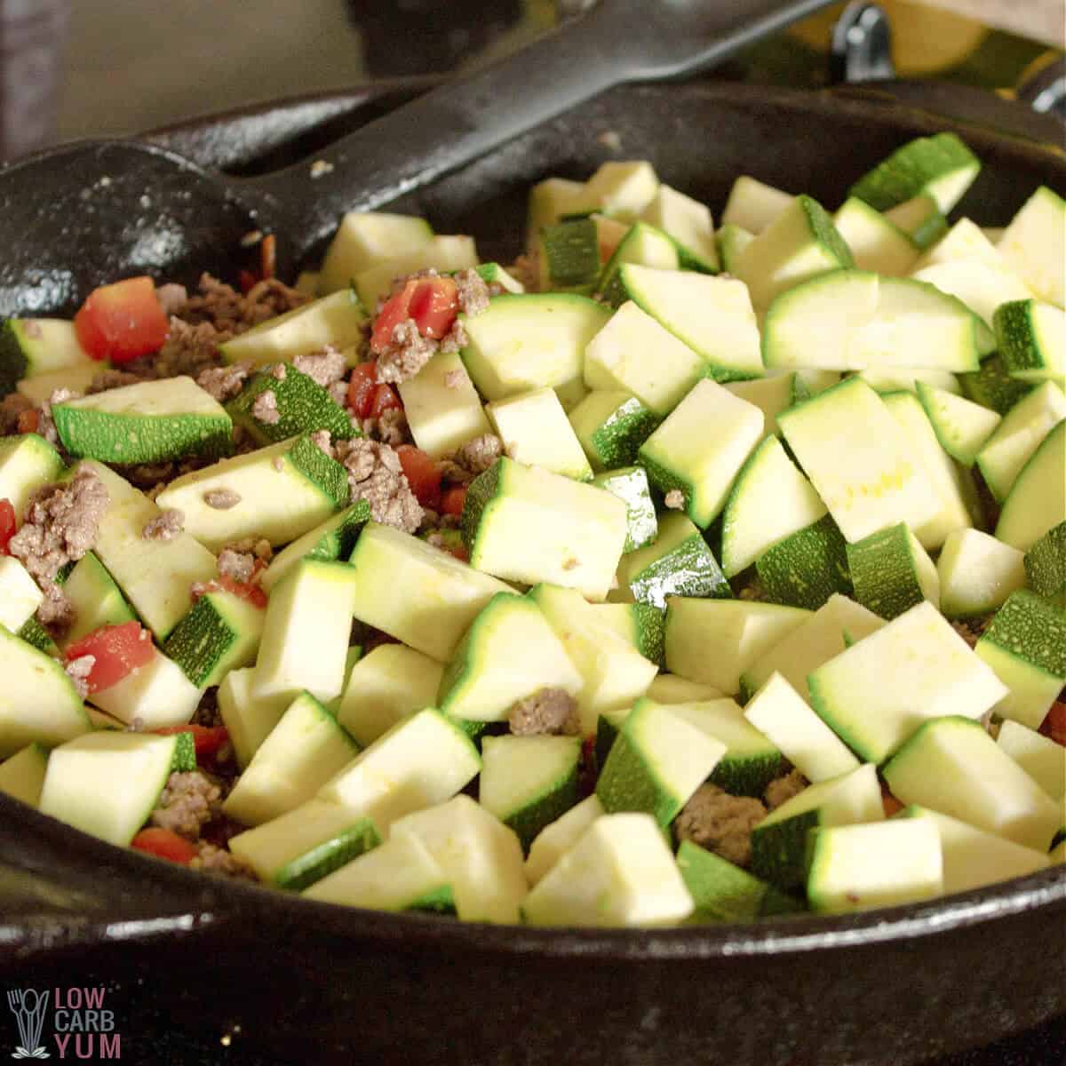 zucchini added to skillet