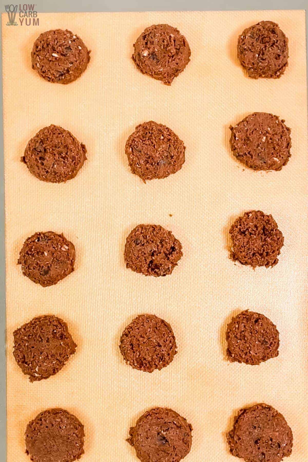 cookie dough on silicone mat.