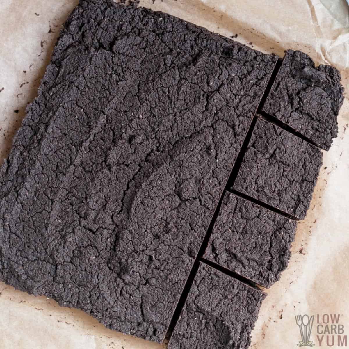 flourless brownies cut into squares.