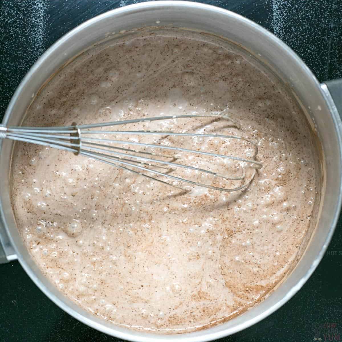 heat coconut cream mixture in sauce pan.