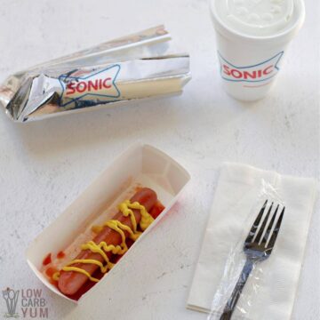 keto hotdog and drink at sonic