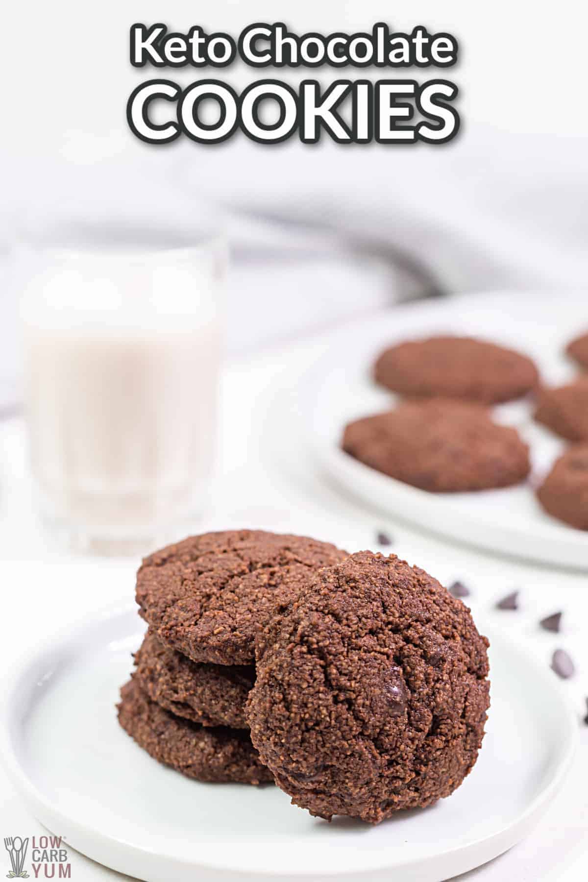 keto chocolate cookies with text overlay.