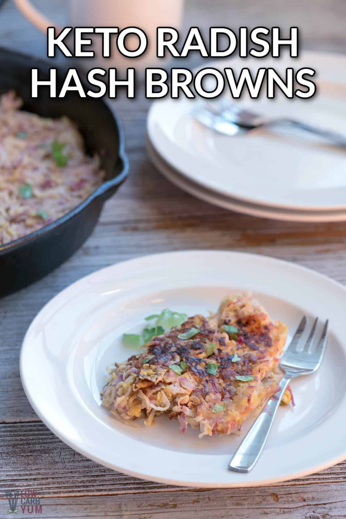 keto hash browns image with text overlay.