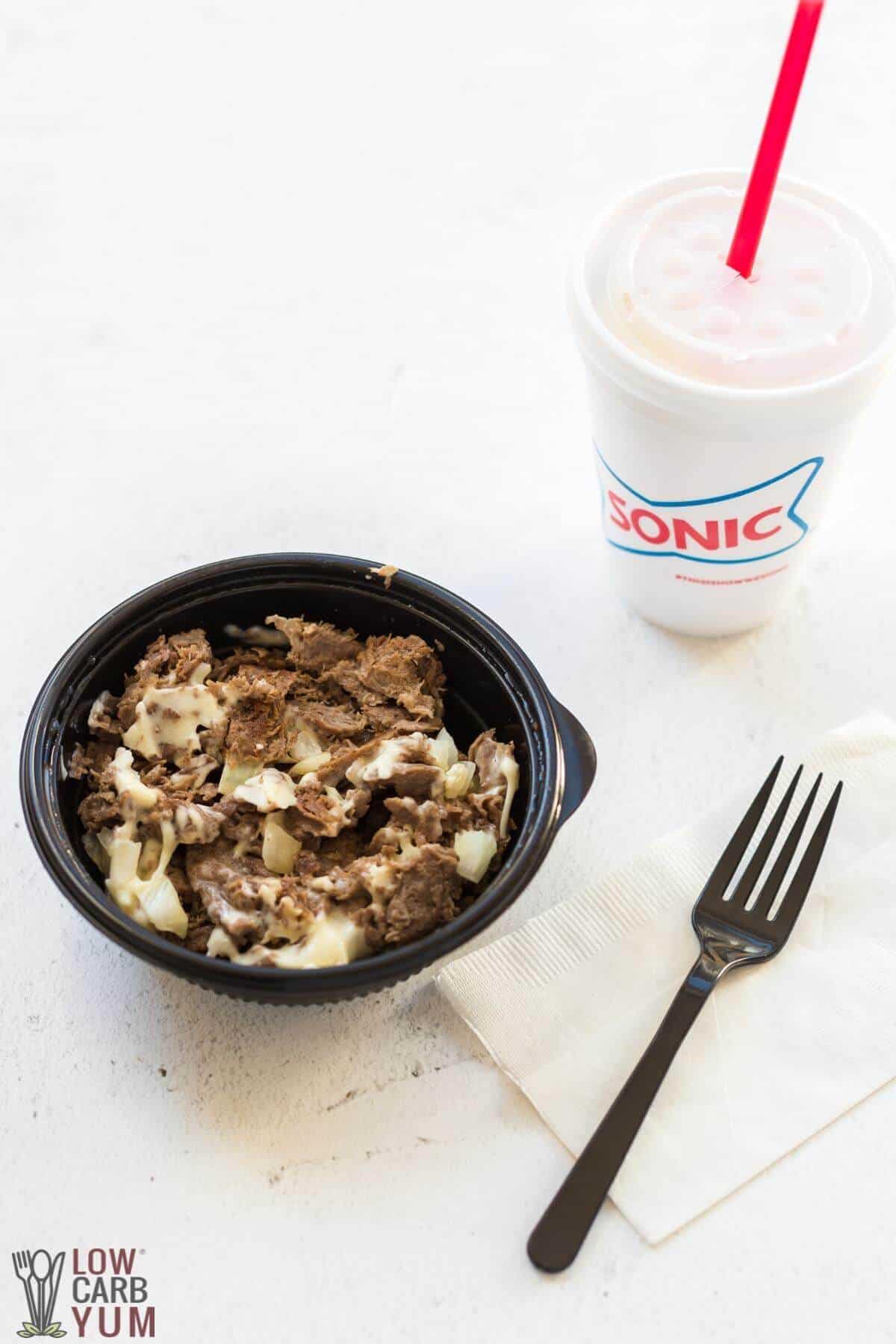 sonic philly cheesesteak without bread.