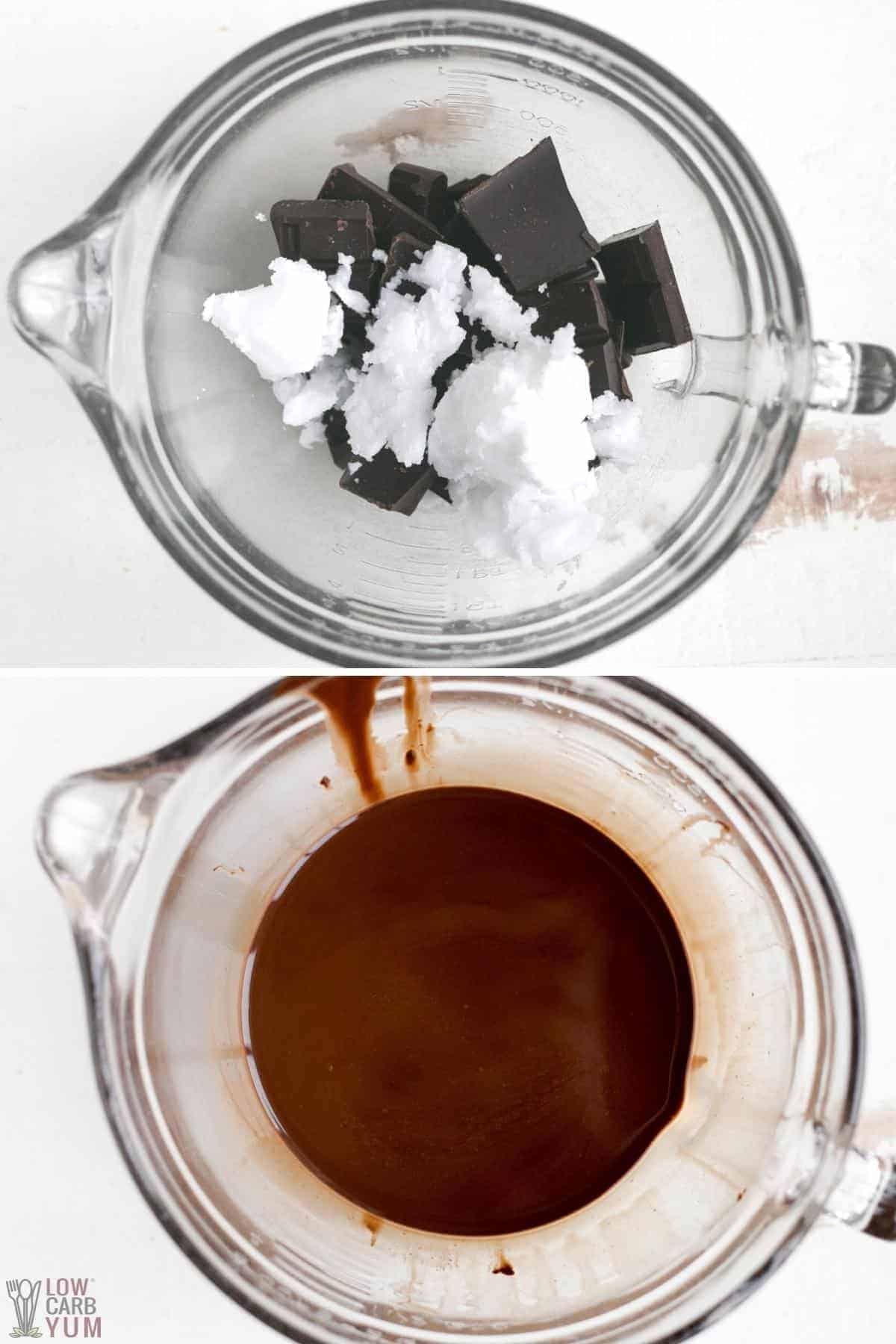 melting the chocolate and coconut oil.