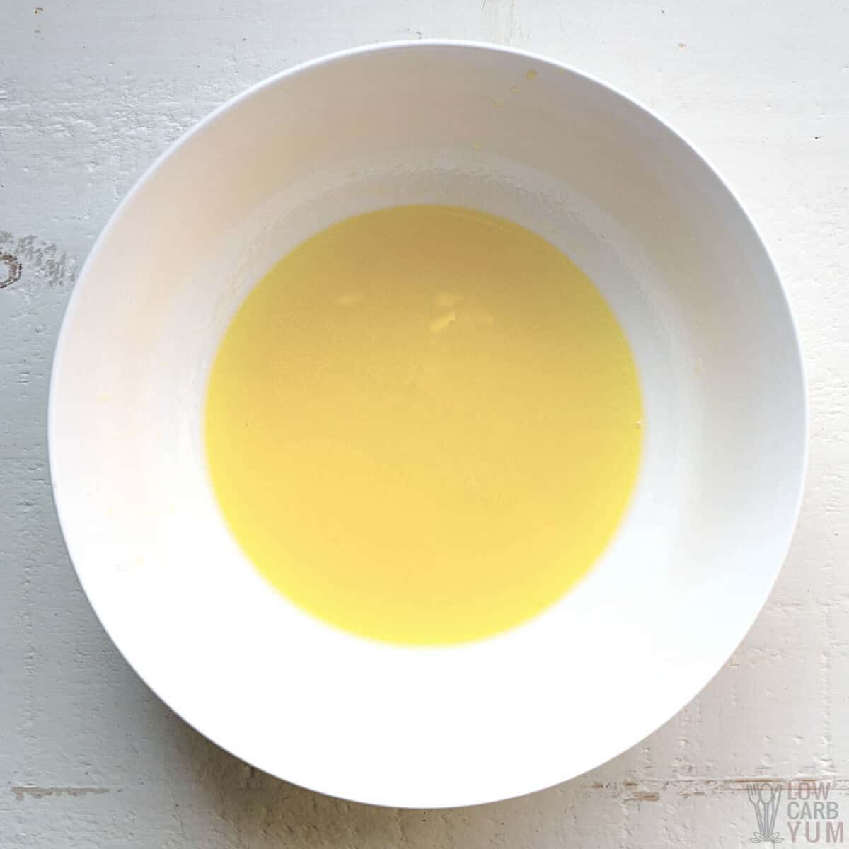 melted butter in mixing bowl