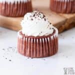 red velvet cheesecake cupcake closeup