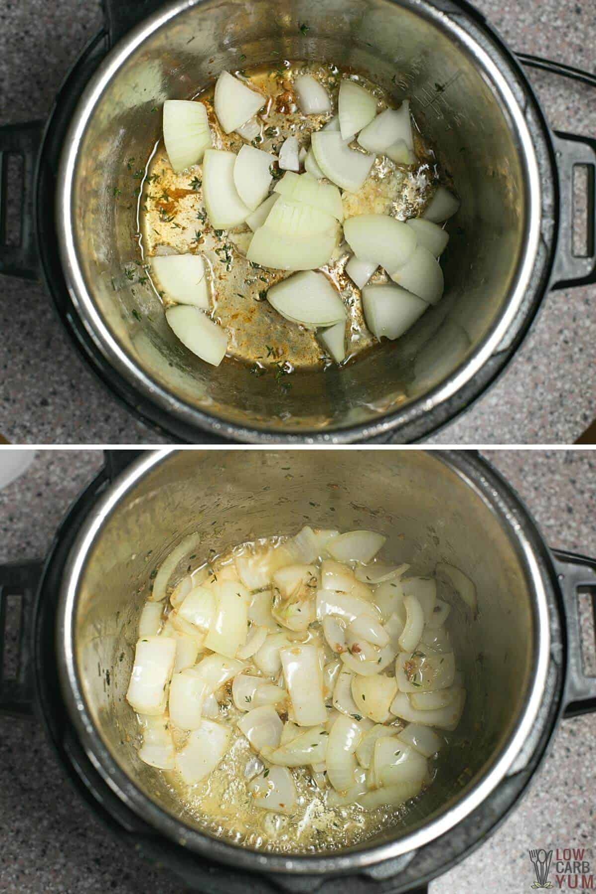 seasoning sautéing in pot