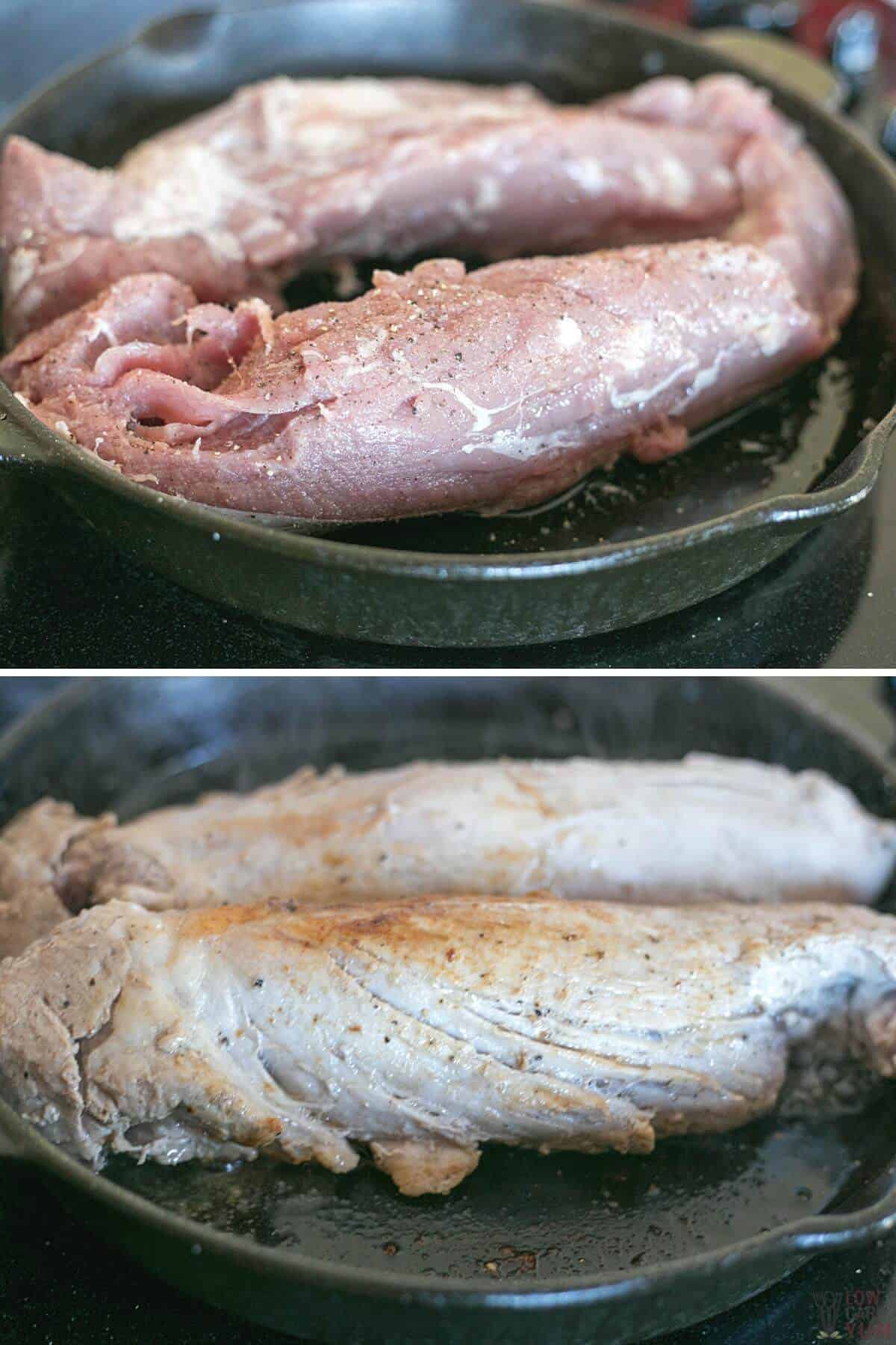 searing pork tenderloin in cast iron skillet