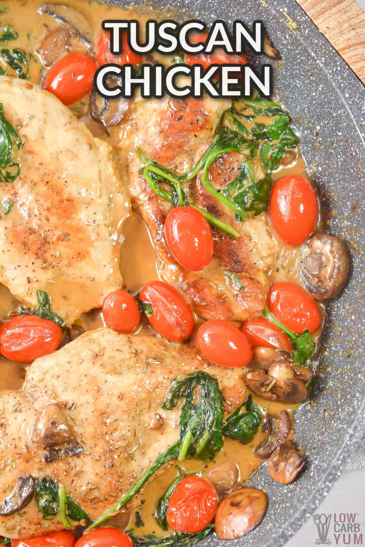 tuscan chicken image with text overlay