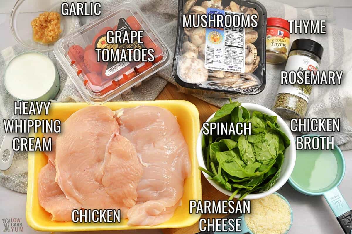 ingredients used in Tuscan chicken skillet recipe