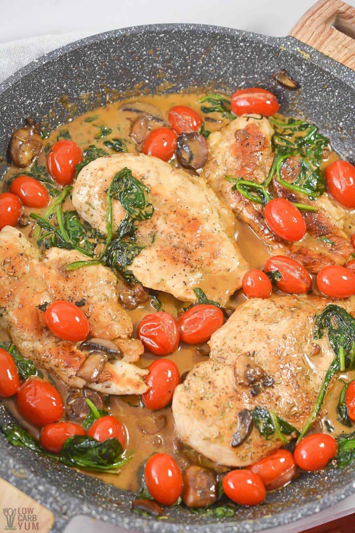 finished chicken dish in a pan