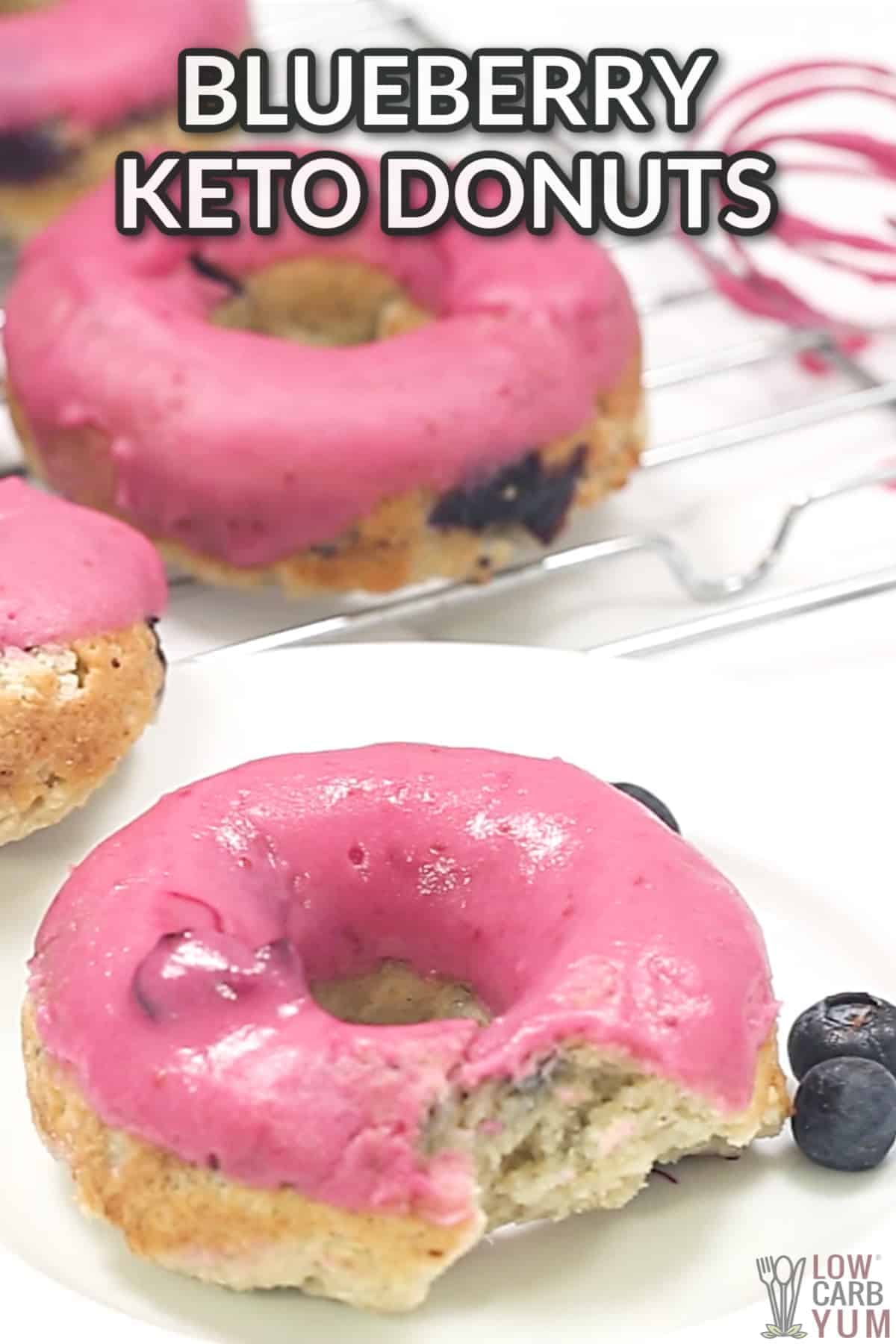 blueberry keto donuts with text overlay.