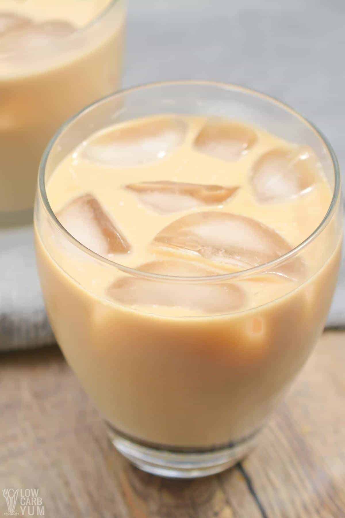 keto iced coffee in glasses with ice.