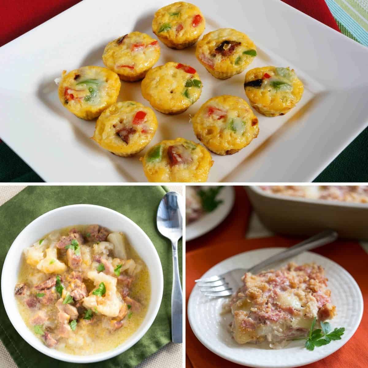 low-carb leftover ham recipes collage.