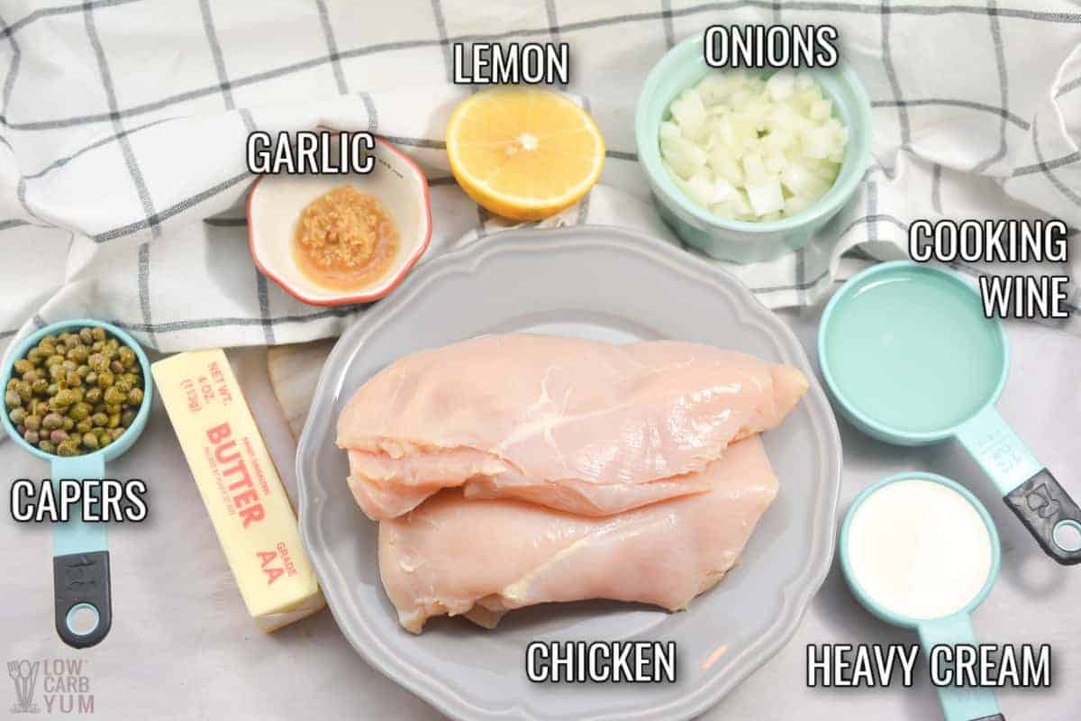 ingredients for lemon caper chicken.