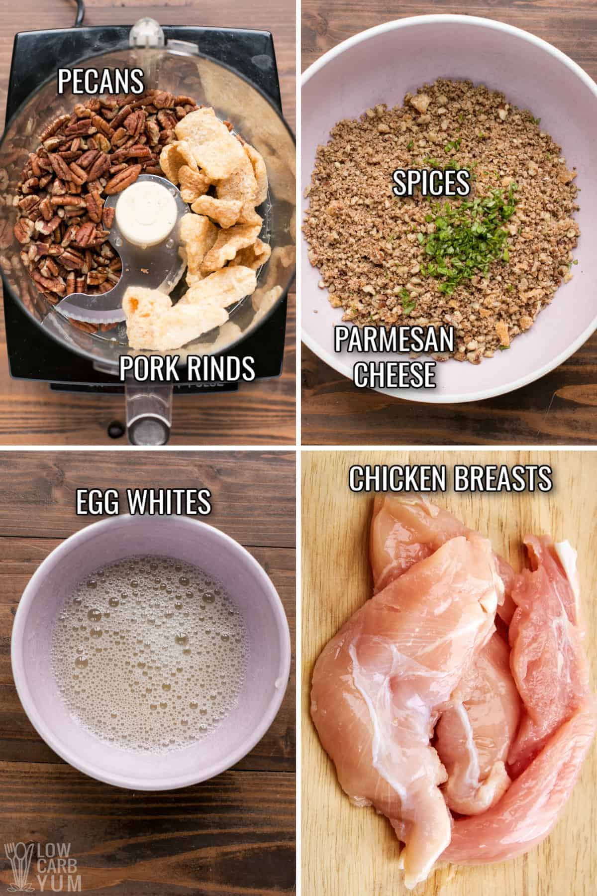 ingredients for pecan crusted chicken.