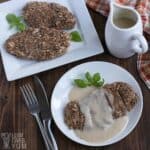 pecan crusted chicken with gravy.