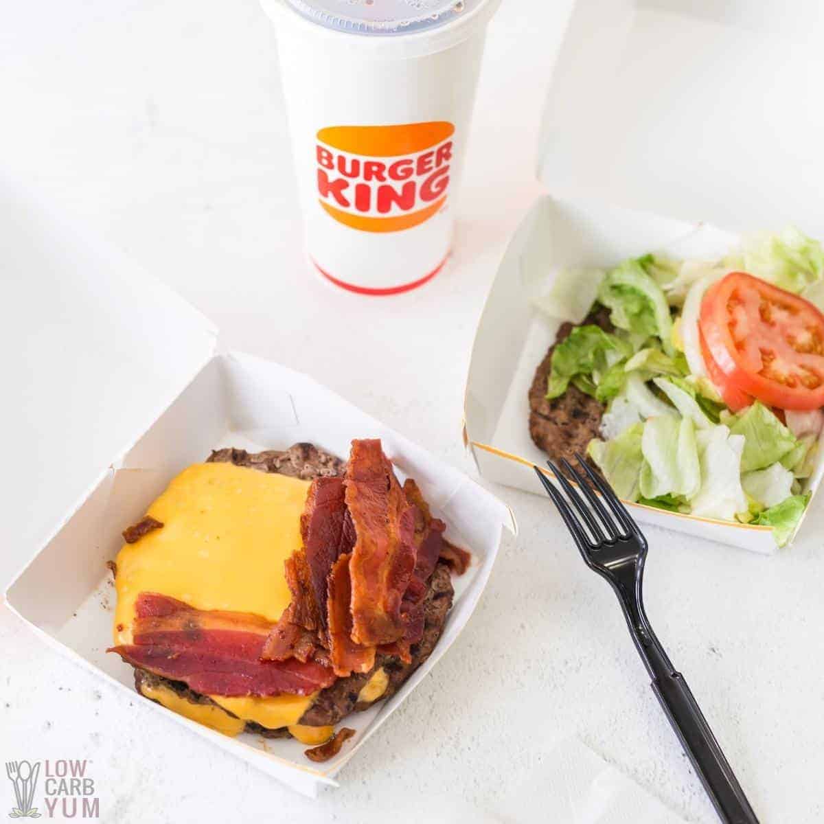 burger king keto options with diet drink.