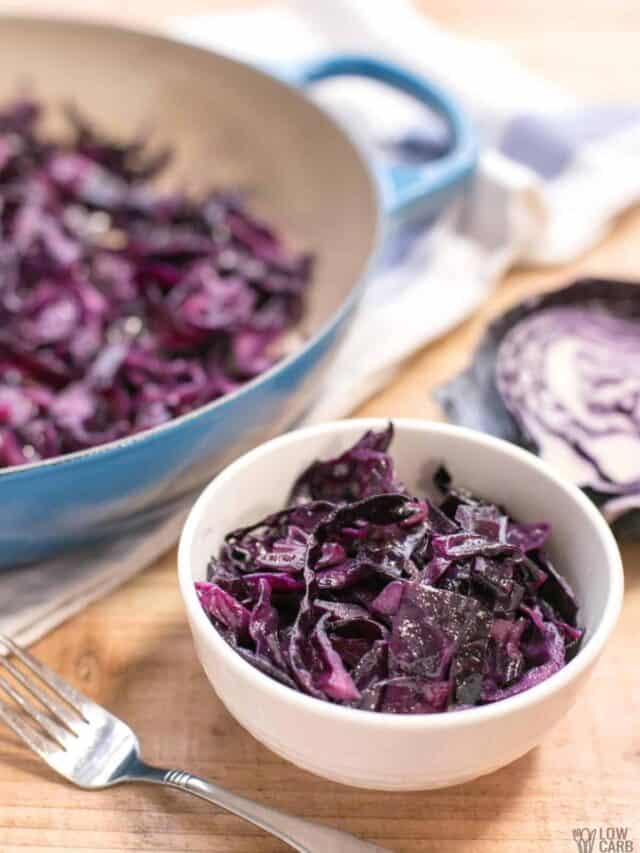 a bowl of sauteed red cabbage