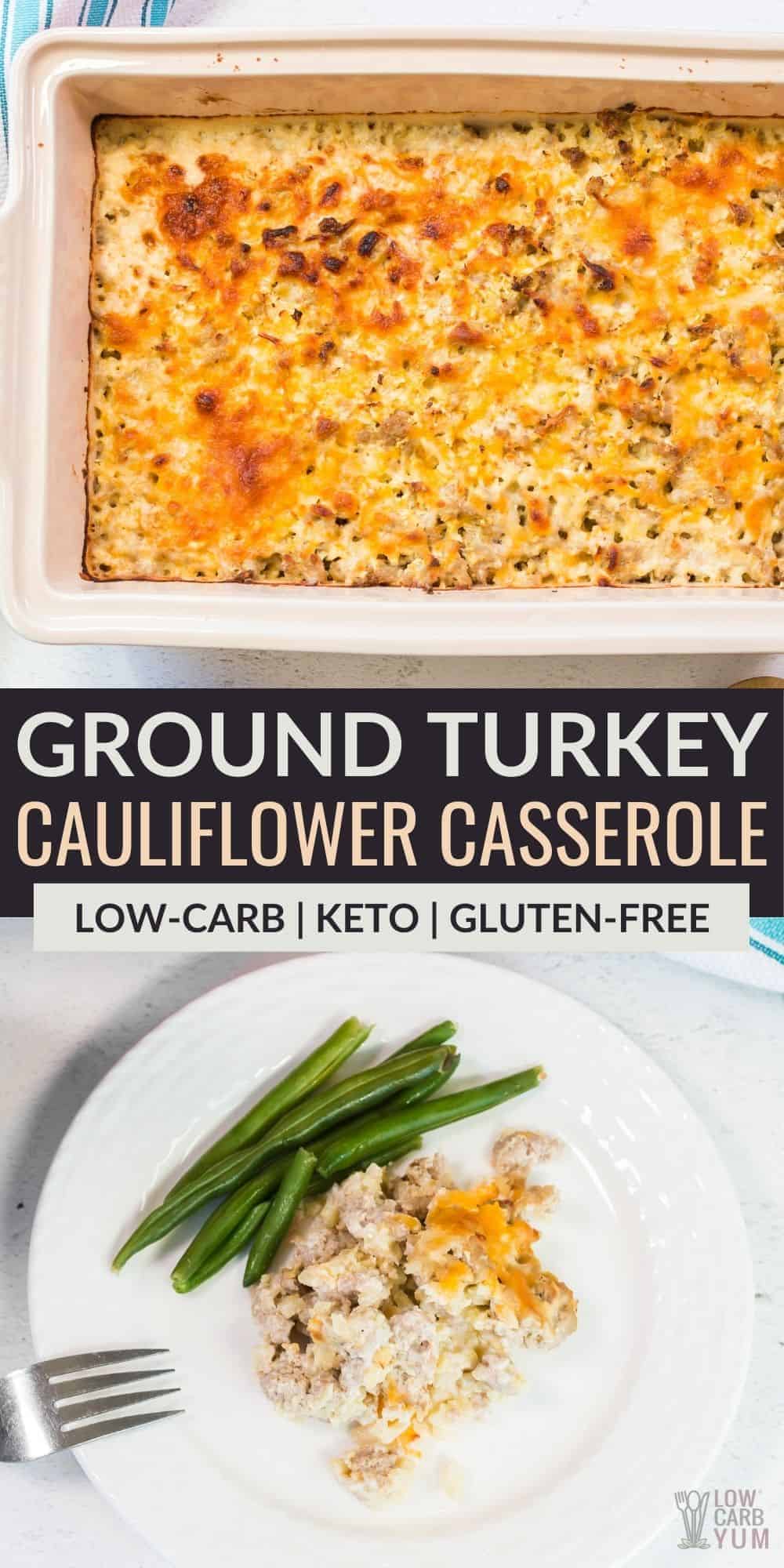 ground turkey cauliflower casserole pinterest image.