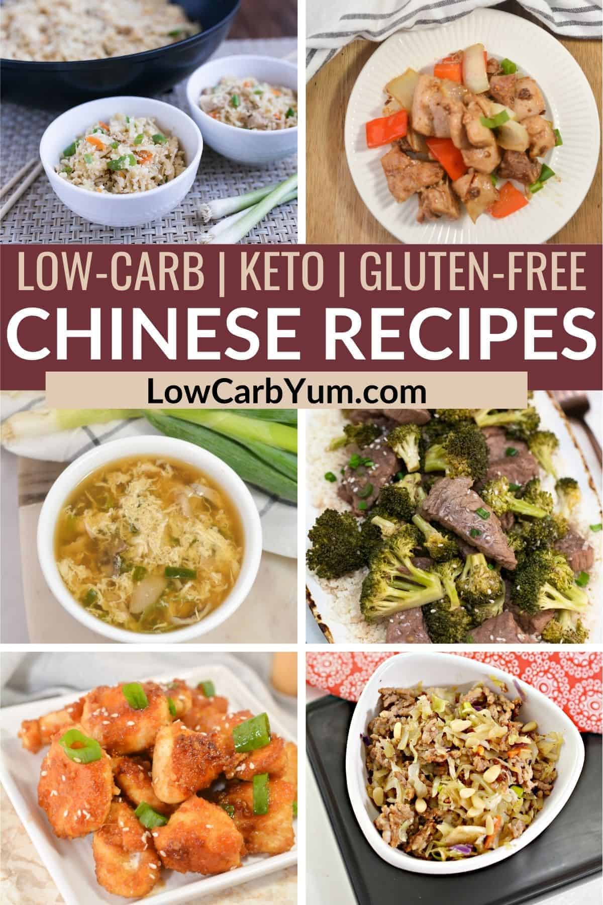 keto chinese recipes collage with text.