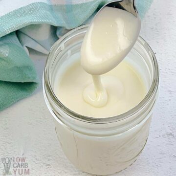 spoon over mason jar with sweetened condensed milk.