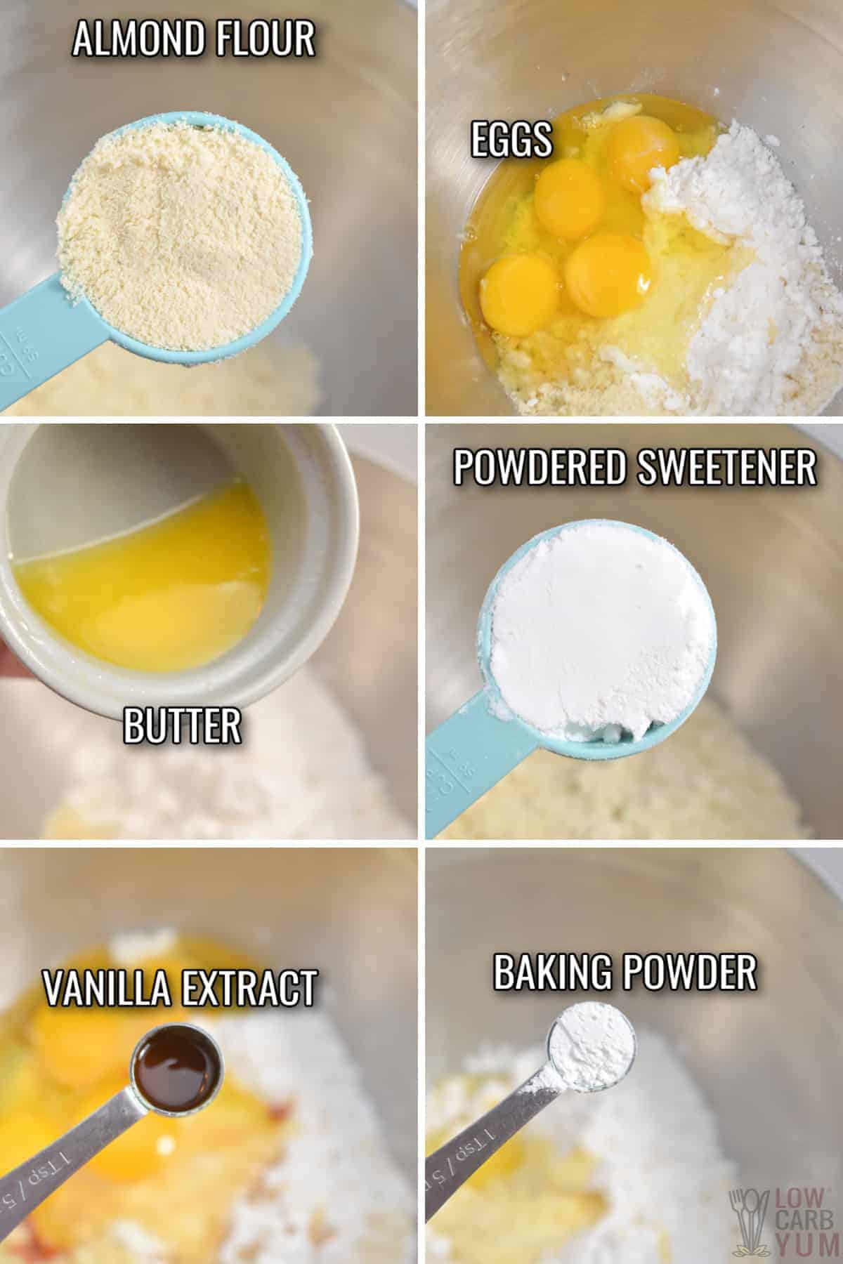 almond flour cake recipe ingredients.