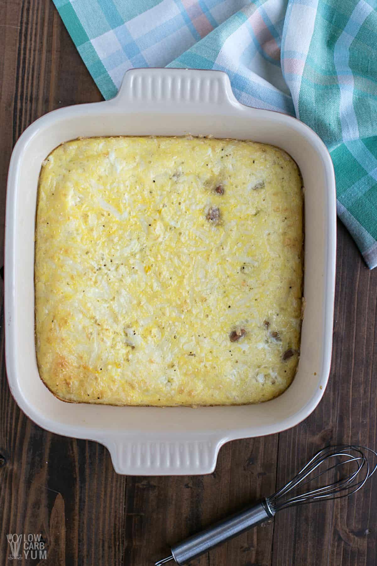 baked egg bake in baking dish.