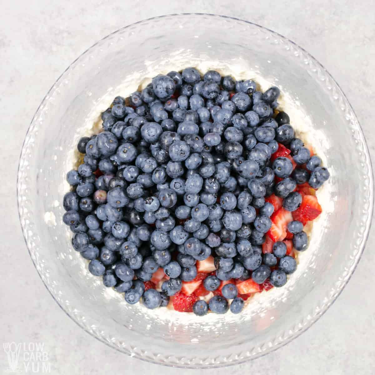 blueberries added to bowl.
