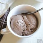 chocolate low carb dairy free ice cream in teacup.
