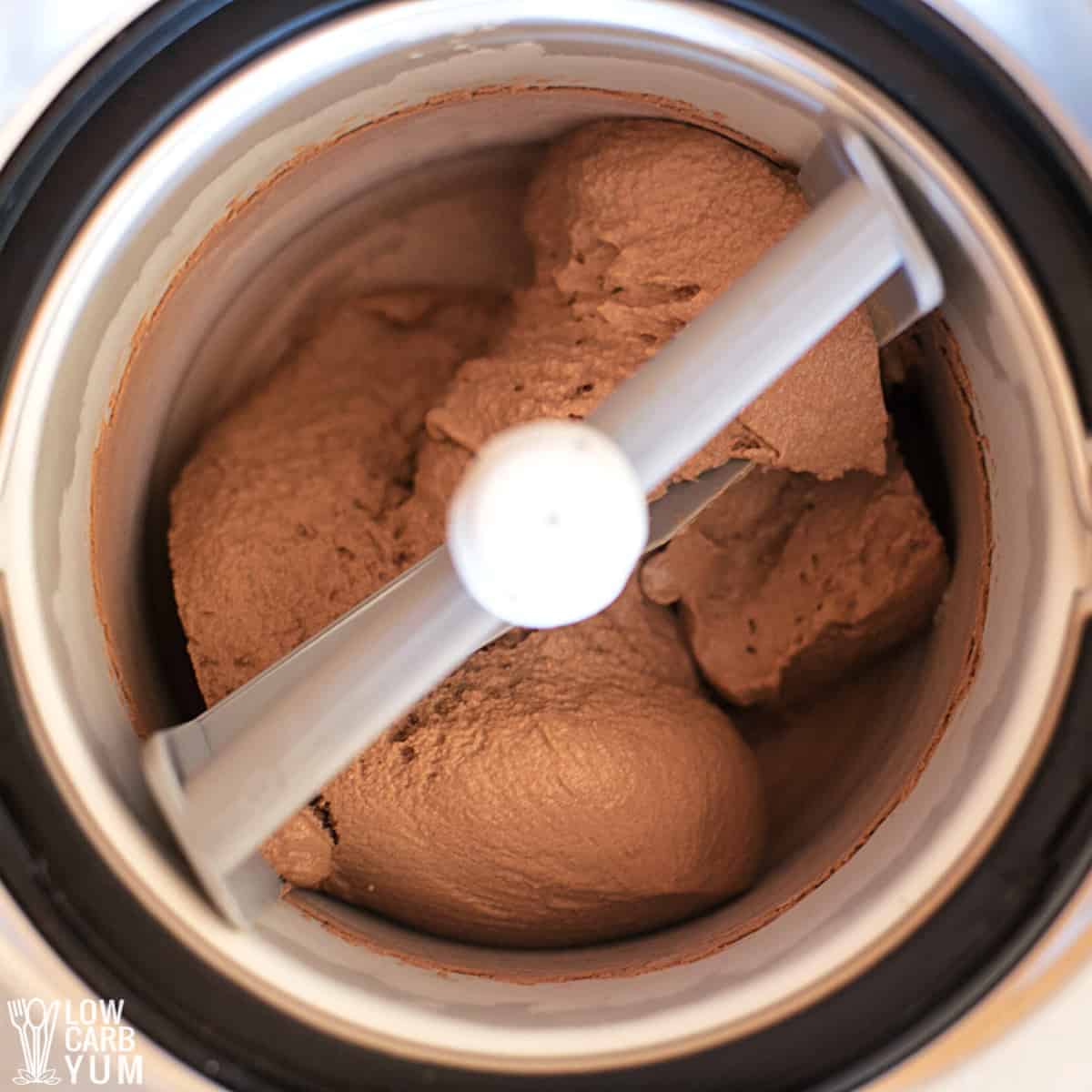 churned chocolate dairy free ice cream.