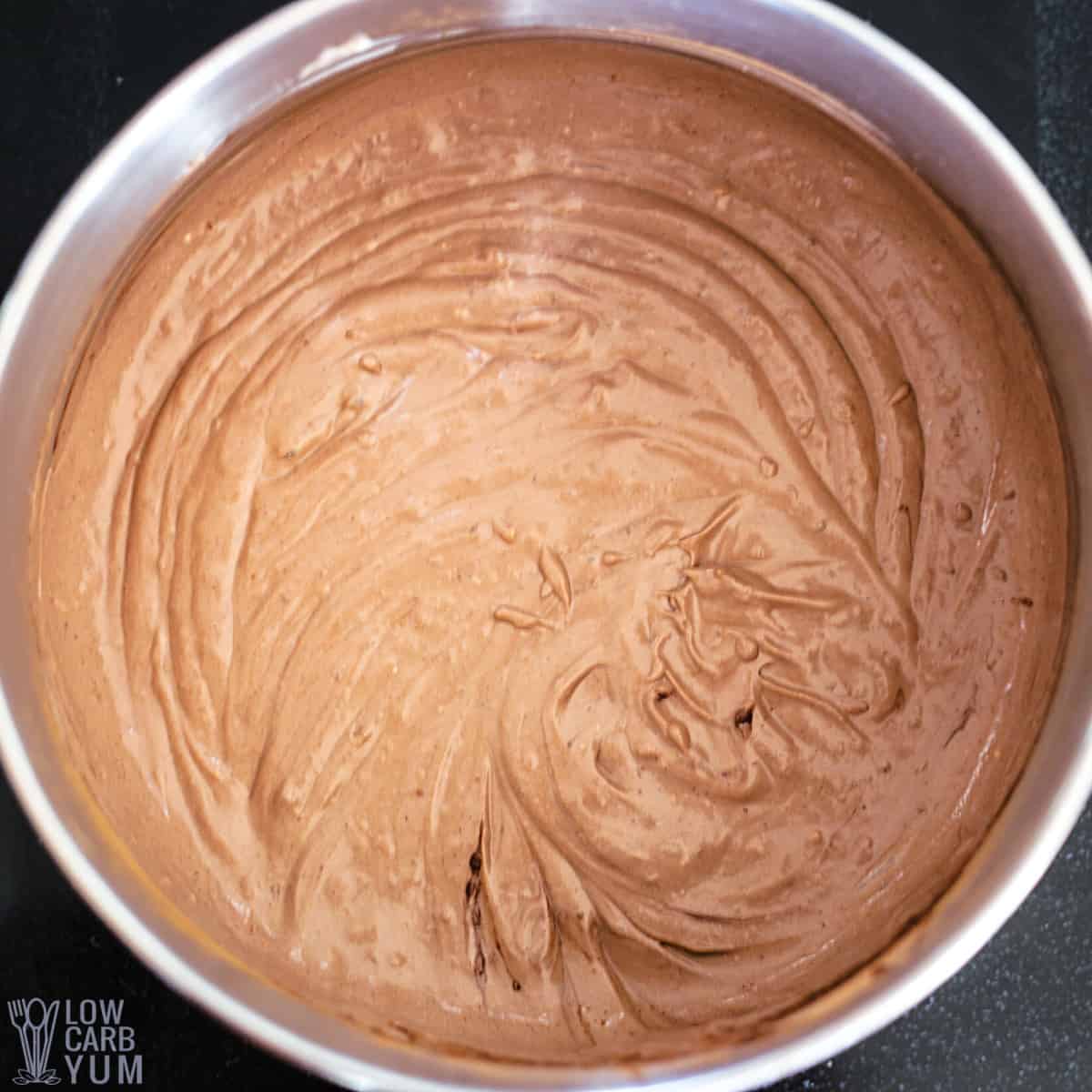 cocoa and coconut cream mixture in saucepan.