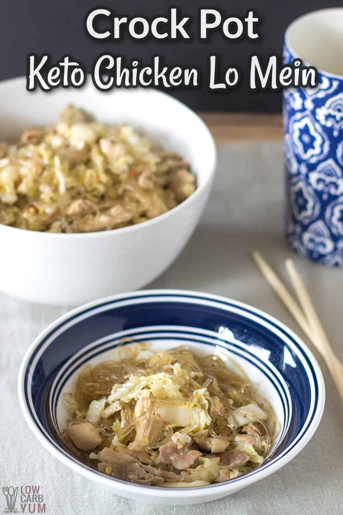 crock pot keto low mein with text overlay.