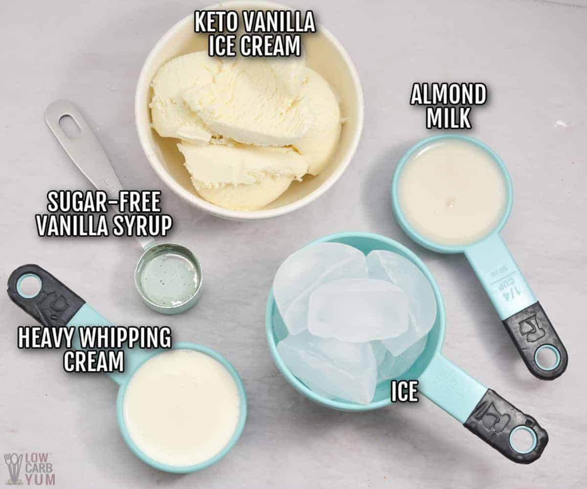 ingredients for keto frappuccino recipe.